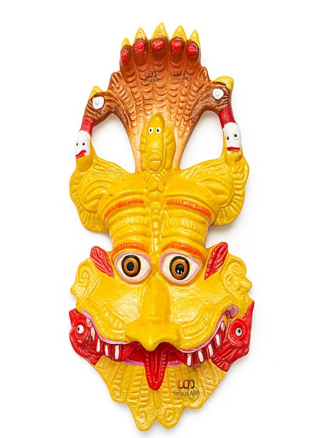 Salvus APP SOLUTIONS Sacred Metal Narsingh Kirtimukha Wall Hanging Mask Nazar Battu: Divine Protection and Spiritual Decor (Yellow_4X6.5 Inch) - Image 1